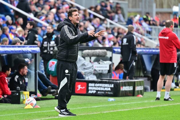 14 03 2026, Football, Men, 2 BL Bundesliga , Season 2025 2026, Holstein Kiel 1 FC Nürnberg, 26 Matchday Coach Miroslav Klose Nürnberg Kiel, Holstein Stadion Holstein Stadion Schleswig Holstein Germany