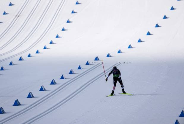 (260314) -- TESERO, March 14, 2026 -- Sydney Peterson of the United States competes during the para cross-country skiing mixed 4x2.5km relay at the Milan-Cortina 2026 Paralympic Winter games, Winterspiele,Spiele, Summer games in Tesero, Italy, March 14, 2026. ) (SP)ITALY-TESERO-PARALYMPIC WINTER GAMES-PARA CROSS-COUNTRY SKIING-MIXED 4X2.5KM RELAY LianxZhen 