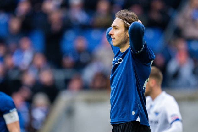 14 03 2026 Soccer, 2025 2026, 2 Bundesliga, Matchday 26, DSC Arminia Bielefeld SC Paderborn 07 Roberts Uldrikis Bielefeld DFL REGULATES PROHIBIT ANY USE OF PHOTOGRAPHS AS IMAGE SEQUENCES AND OR QUASI VIDEO