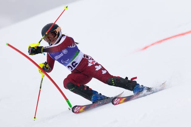 Para Alpine Skiing - Milano Cortina 2026 Winter Paralympic Games: Day 8 Florence Carrier from Canada competes in the Women s Para Alpine Skiing Slalom on day eight of the Milano Cortina 2026 Winter Paralympic Games at Tofane Alpine Skiing Centre in Cortina d Ampezzo, Italy, on March 14, 2026. Cortina d Ampezzo Italy  Copyright: xMauroxUjettox originalFilename:ujetto-paraalpi260314_npZqL.jpg