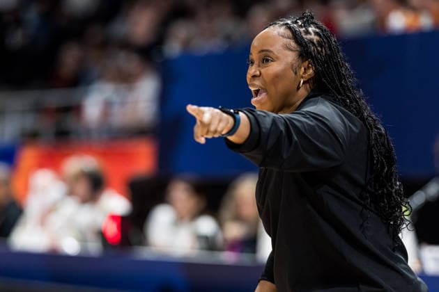 LYON-VILLEURBANNE, FRANCE - MARCH 14: Rena Wakama (Head Coach Nigeria) gestures during the FIBA Women™s World Cup Qualifying Tournament match between Nigeria (NGR) vs. Philippines (PHI) at Astroballe on matchday 3 of the FIBA Women™s World Cup Qualifying Tournament on March 14, 2026 in Lyon-Villeurbanne, France. France Copyright: xSteffiexWunderlx