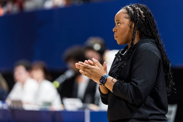 LYON-VILLEURBANNE, FRANCE - MARCH 14: Rena Wakama (Head Coach Nigeria) during the FIBA Women™s World Cup Qualifying Tournament match between Nigeria (NGR) vs. Philippines (PHI) at Astroballe on matchday 3 of the FIBA Women™s World Cup Qualifying Tournament on March 14, 2026 in Lyon-Villeurbanne, France. France Copyright: xSteffiexWunderlx