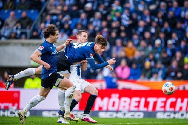 14 03 2026 Soccer, 2025 2026, 2 Bundesliga, Matchday 26, DSC Arminia Bielefeld SC Paderborn 07 M Maximilian Großer Bielefeld DFL REGULATIONS PROHIBIT ANY USE OF PHOTOGRAPHS AS IMAGE SEQUENCES AND OR QUASI VIDEO
