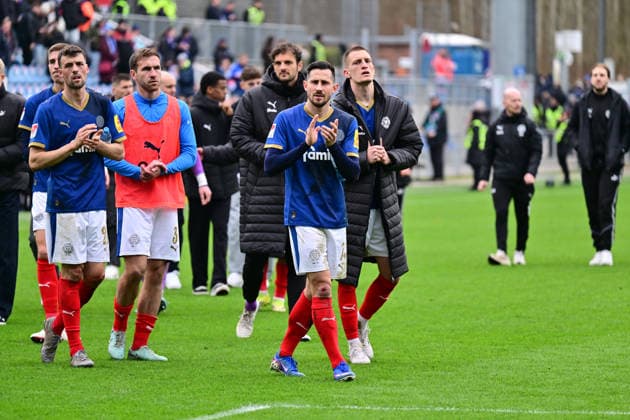 14 03 2026, Football, Men, 2 BL Bundesliga , Season 2025 2026, Holstein Kiel 1 FC Nürnberg, 26 Matchday Disappointed Kielers, Steven Skrzybski and Jonas Meffert li Kiel, Holstein Stadion Holstein Stadion Schleswig Holstein Germany
