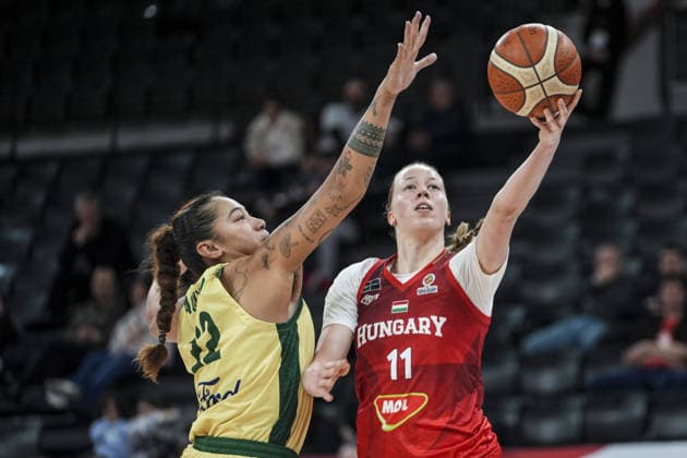 Australia v Hungary - FIBA Women World Cup Qualifiers ISTANBUL, TURKIYE - MARCH 14: Australia player Zitina Aokuso and Hungary player Kinga Josepovits (11) battle for the ball during the FIBA Women World Cup Qualifiers Group C match between Australia and Hungary at the Turkcell Basketball Development Center in Istanbul, Turkiye on March 14, 2026. Beyza Comert Anadolu Istanbul Turkey. Editorial use only. Please get in touch for any other usage.  Copyright: x2026xAnadoluxBeyzaxComertx