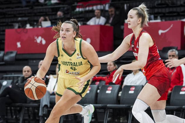 Australia v Hungary - FIBA Women World Cup Qualifiers ISTANBUL, TURKIYE - MARCH 14: Australia player Isobel Borlase and Hungary player Petra Toman battle for the ball during the FIBA Women World Cup Qualifiers Group C match between Australia and Hungary at the Turkcell Basketball Development Center in Istanbul, Turkiye on March 14, 2026. Beyza Comert Anadolu Istanbul Turkey. Editorial use only. Please get in touch for any other usage.  Copyright: x2026xAnadoluxBeyzaxComertx