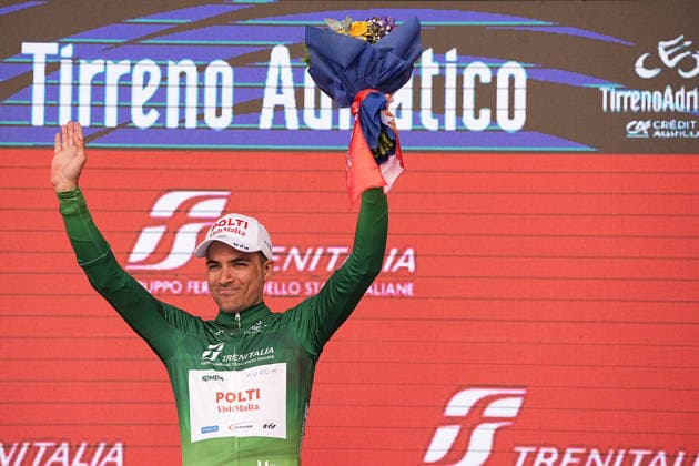 Diego Pablo Sevilla (Team Polti VisitMalta) during the 188-kilometer Stage 6 of the Tirreno-Adriatico cycling race from San Severino Marche to Camerino - Italy - Saturday, March 14, 2026. - cycling.  Copyright: xMarcoxAlpozzix