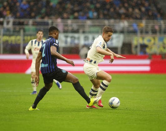 Denzel Dumfries of FC Inter and Mario Pasalic of Atalanta BC during the Italian Serie A, season 2025-2026, football match between Italian Serie A, FC Inter Milan and Atalanta BC on 14 March 2026 at Giuseppe Meazza Stadium, San Siro, Milan, Italy. Photo, Nderim Kaceli  Copyright: xNderimxKaceli IPAxSportx xipa-agency.netx xx IPA_72864931 IPA_Agency_IPA72864931
