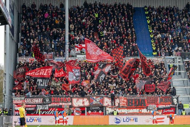 14 03 2026 Football 2 Bundesliga Men Season 2025 2026 26 Matchday KSV Holstein Kiel 1 FC Nuremberg Kiel in blue, Nuremberg in white The Nuremberg fans in the Kiel guest block Kiel Holstein Stadium, Westring 501 Schleswig Holstein Germany