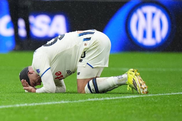 Atalanta s Nikola Krstovic during the Serie A soccer match between Inter and Atalanta at the San Siro Stadium in Milan , north Italy - Saturday , March 14 , 2026. - Soccer .  Copyright: xSpada LaPressex