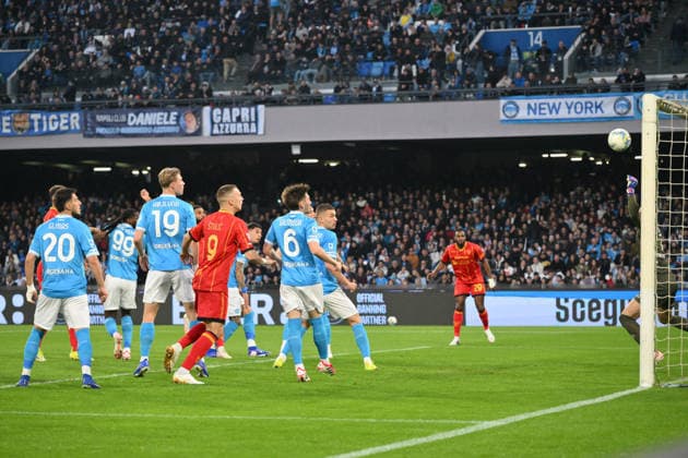 14th March 2026, Stadio Diego Armando Maradona, Naples, Italy; Serie A Football; Napoli versus Lecce; Jamil Siebert of US Lecce shoots and scores the goal for 0-1 in the 3th minute  AllShotLive Content restricted for UK based newspaper