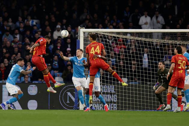 Italy: Serie a football match SSC Napoli vs Lecce Lecce s German defender Jamil Siebert scores against sic napoli goal of 0-1 during the Serie A football match between SSC Napoli vs Lecce at the Diego Armando Maradona Stadium in Naples on March 14, 2026. _BPH7700 Copyright: xAntonioxBalascox