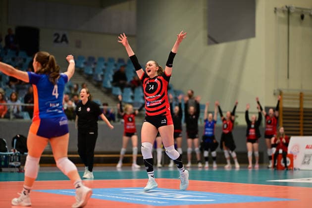 Volleyball I Women I Season 2025 2026 I Bundesliga I Main Round I ETV Hamburger Volksbank Volleys VC Wiesbaden I 14 03 2026 Cheers, excitement, enthusiasm, euphoria, joy, happiness, cheerfulness at Fiona Dittmann 14, ETV Hamburger Volksbank Volleys Hamburg CU Arena Hamburg Germany Copyright: xLobeca FelixxSchlikisx