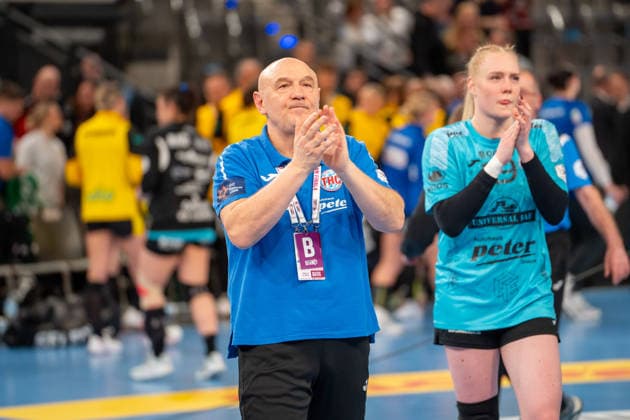 Handball I Women I Season 2025 2026 I DHB Cup Final 4 I Semi-final I Thüringer HC HSG Bensheim Auerbach I 14 03 2026 Herbert Müller Coach, Thüringer HC and Johanna Reichert 29, Thüringer HC disappointed after losing in the semi-final Stuttgart Porsche Arena Baden Württemberg Germany Copyright: xLobeca MaxxPetershansx