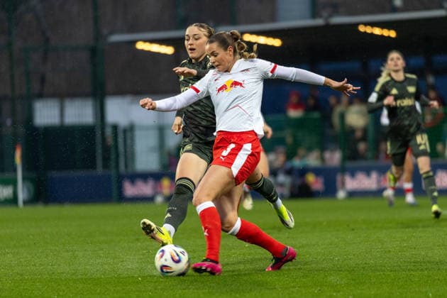 Germany, Google Pixel Womens Bundesliga, Season 2025 2026, Matchday 20, Training Center Cottaweg, RB Leipzig vs 1 FC Union Berlin, Aehling Anna 1 FC Union Berlin, 4 in duel against Norheim Andrea RB Leipzig, 3 Copyright: xMichellexLukax