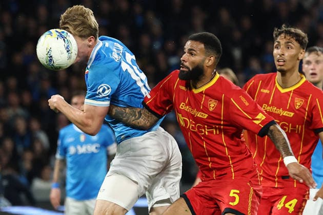 Rasmus Hojlund of SSC Napoli in action during the Serie A 2025 2026 football match between SSC Napoli and US Lecce at Diego Armando Maradona stadium in Naples (Italy), March 14th, 2026. CesarexPurini