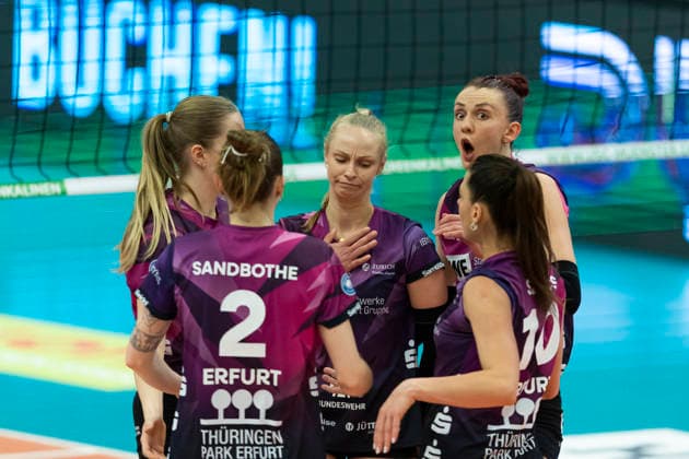 1 Volleyball Bundesliga Women USC Münster vs Schwarz Weiss Erfurt Münster 14 03 2026 Schwarz Weiss Erfurt 1 Volleyball Bundesliga Women USC Münster vs Schwarz Weiss Erfurt Sporthalle Berg Fidel 14 03 2026 Copyright: xBEAUTIFULxSPORTS Duehringx