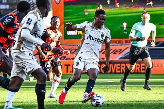 FOOTBALL : FC Lorient vs RC Lens - Ligue 1 - JournÃ e 26 - 14 03 2026 Mamadou SangarÃ (RC Lens) LorientFrance  Copyright: xBaptistexAutissierx