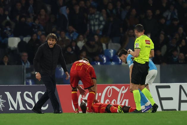 Lecce™s Lameck Banda during the Serie A soccer match between Napoli and Lecce at the Diego Armando Maradona Stadium in Naples, southern italy - Saturday , March 14 , 2026. - Soccer .  Copyright: xAlessandroxGarofalo LaPressex