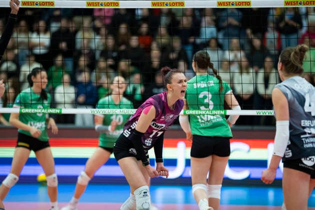 1 Volleyball Bundesliga Women USC Münster vs Schwarz Weiss Erfurt Münster 14 03 2026 Isabel KovaÄiÄ‡ 11 Schwarz Weiss Erfurt 1 Volleyball Bundesliga Women USC Münster vs Schwarz Weiss Erfurt Sporthalle Berg Fidel 14 03 2026 Copyright: xBEAUTIFULxSPORTS Duehringx
