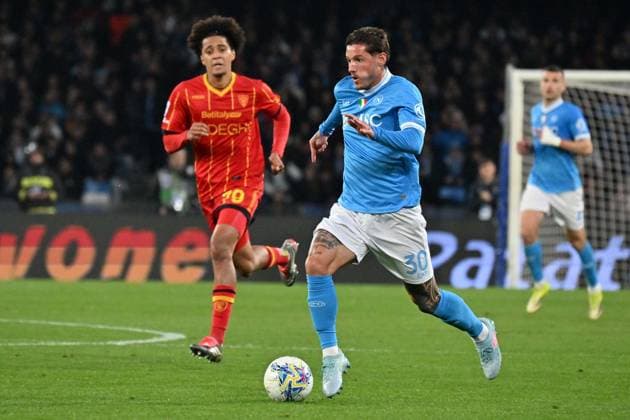 Foto IPP Felice De Martino Napoli 14 03 2026 Calcio Campionato serie A 2025-2026 Napoli - Lecce Nella foto: Pasquale Mazzocchi Italy Photo Press World Copyright Napoli italy Italia ITALY  Copyright: xR4924_italyphotopressx