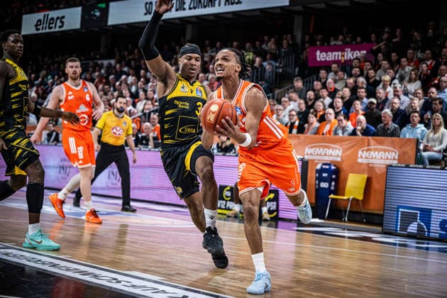 1 Basketball Bundesliga, easyCredit BBL, Season 2025 2026, Men, Main round, 24 Matchday, 14 03 2026, RASTA Vechta MHP Riesen Ludwigsburg Alonzo Verge 11 RASTA Vechta in action Vechta RASTA Dome Lower Saxony Germany