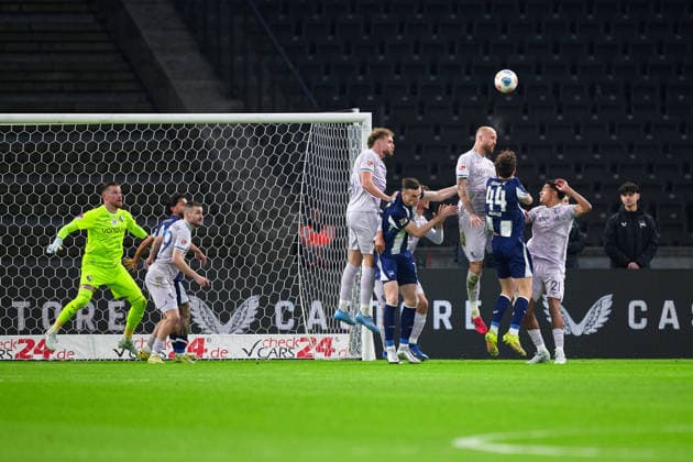 Hertha BSC Berlin, in front of the goal, GER, Hertha BSC vs ,VfL Bochum 1848, 2 Bundesliga, Season 2025 2026, Matchday 26, 14 03 2026 DFL REGULATIONS PROHIBIT ANY USE OF PHOTOGRAPHS AS IMAGE SEQUENCES AND OR QUASI VIDEO GER, Hertha BSC vs ,VfL Bochum 1848, 2 Bundesliga, Season 2025 2026, Matchday 26, 14 03 2026 Berlin Copyright: xClaudiusxRauch,xEibner-Pressefotox xClaudiusxRauchx EP_CRH