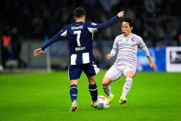Josip Brekalo Hertha BSC, 07 , Koji Miyoshi VfL Bochum 1848, 23 , GER, Hertha BSC vs ,VfL Bochum 1848, 2 Bundesliga, Season 2025 2026, Matchday 26, 14 03 2026 DFL REGULATES PROHIBIT ANY USE OF PHOTOGRAPHS AS IMAGE SEQUENCES AND OR QUASI VIDEO GER, Hertha BSC vs ,VfL Bochum 1848, 2 Bundesliga, Season 2025 2026, Matchday 26, 14 03 2026 Berlin Copyright: xClaudiusxRauch,xEibner-Pressefotox xClaudiusxRauchx EP_CRH