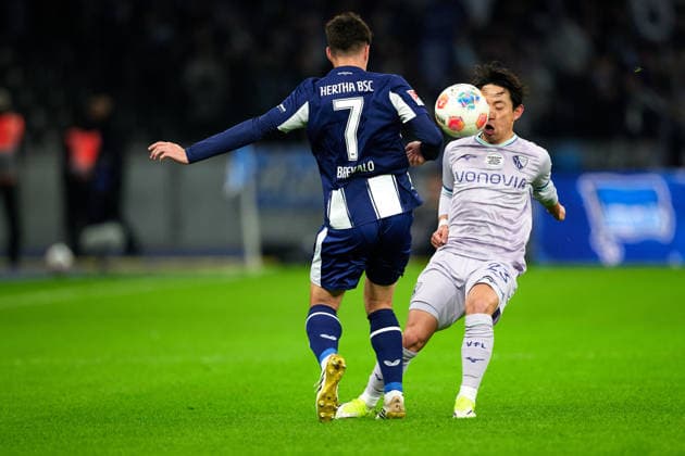 Josip Brekalo Hertha BSC, 07 , Koji Miyoshi VfL Bochum 1848, 23 , GER, Hertha BSC vs ,VfL Bochum 1848, 2 Bundesliga, Season 2025 2026, Matchday 26, 14 03 2026 DFL REGULATES PROHIBIT ANY USE OF PHOTOGRAPHS AS IMAGE SEQUENCES AND OR QUASI VIDEO GER, Hertha BSC vs ,VfL Bochum 1848, 2 Bundesliga, Season 2025 2026, Matchday 26, 14 03 2026 Berlin Copyright: xClaudiusxRauch,xEibner-Pressefotox xClaudiusxRauchx EP_CRH