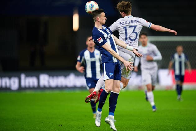 Niklas Kolbe Hertha BSC, 27 , Oliver Olsen VfL Bochum 1848, 13 GER, Hertha BSC vs ,VfL Bochum 1848, 2 Bundesliga, Season 2025 2026, 26 Matchday, 14 03 2026 DFL REGULATIONS PROHIBIT ANY USE OF PHOTOGRAPHS AS IMAGE SEQUENCES AND OR QUASI VIDEO GER, Hertha BSC vs ,VfL Bochum 1848, 2 Bundesliga, Season 2025 2026, 26 Matchday, 14 03 2026 Berlin Copyright: xClaudiusxRauch,xEibner-Pressefotox xClaudiusxRauchx EP_CRH
