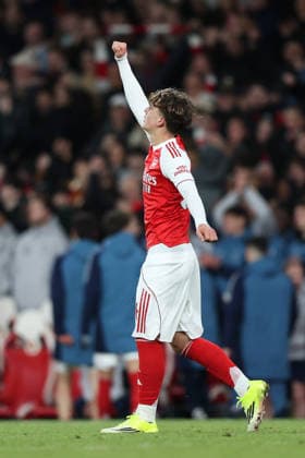 Arsenal v Everton, Premier League Arsenal forward Max Dowman celebrates after scoring his team™s second goal 2-0 during the Arsenal v Everton Premier League match at the Emirates Stadium, London, England on 14 March 2026 Credit: Sally Rawlins Every Second Media Editorial use only. All images are copyright Every Second Media Limited. No images may be reproduced without prior permission. All rights reserved. Premier League and Football League images are subject to licensing agreements with Football DataCo Limited. see https: www.football-dataco.com Copyright: xIMAGO EveryxSecondxMediax ESM-1857-0051 SallyxRawlinsx xEveryxSecondxMediax