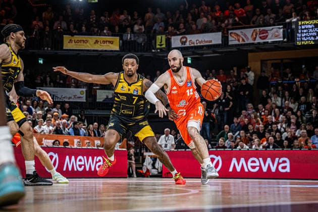 1 Basketball Bundesliga, easyCredit BBL, Season 2025 2026, Men, Main Round, 24 Matchday, 14 03 2026, RASTA Vechta MHP Riesen Ludwigsburg Tommy Kuhse 12 RASTA Vechta in action Vechta RASTA Dome Lower Saxony Germany