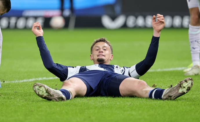 Michael Cuisance disappointed after missed goal chance Disappointment Sport Football Soccer DFL 2 Bundesliga Men 26 Matchday Season 2025 2026 14 03 2026 Hertha BSC Berlin vs VfL Bochum DFL regulations prohibit any use of photographs as image sequences and or quasi video