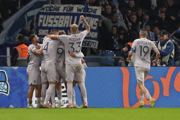 14 03 2026, xtgx, Soccer 2 Bundesliga Hertha BSC Berlin VfL Bochum emspor, v l jubilation after the 1 1 by Leandro Morgalla Bochum, 39 DFL DFB REGULATIONS PROHIBIT ANY USE OF PHOTOGRAPHS as IMAGE SEQUENCES and or QUASI VIDEO Berlin
