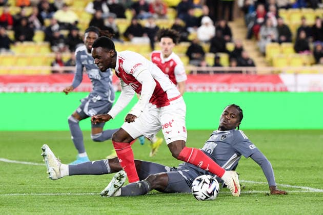 AS Monaco v Stade Brestois 29 - Ligue 1 McDonald s 2025 2026 04 Junior DIAZ (sb29) - 09 Folarin BALOGUN (asm) during the Ligue 1 McDonald s match between Monaco and Brest at Stade Louis II on March 14, 2026 in Monaco, Monaco. Monaco Monaco  Copyright: xFEPx 776348320
