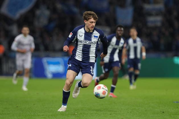 14 03 2025, xtgx, Soccer 2 Bundesliga, Hertha BSC Berlin VfL Bochum emspor, v l Maurice Krattenmacher Hertha, 14 DFL DFB REGULATIONS PROHIBIT ANY USE OF PHOTOGRAPHS as IMAGE SEQUENCES and or QUASI VIDEO Berlin