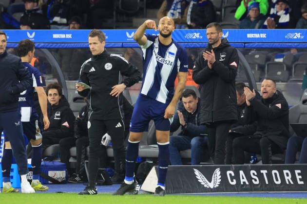 DEU, DFL, 2. FBL, Hertha BSC vs. VfL Bochum, 14.03.2026, Berliner Olympiastadion, Berlin, DEU, DFL, 2. FBL, Hertha BSC vs. VfL Bochum, im Bild Einwechslung von John Anthony Brooks (Hertha BSC Berlin 25) DFL - regulations prohibit any use of Photographs as image sequences and or quasi-video *** DEU, DFL, 2 FBL, Hertha BSC vs VfL Bochum, 14 03 2026, Berliner Olympiastadion, Berlin, DEU, DFL, 2 FBL, Hertha BSC vs VfL Bochum, in the picture substitution of John Anthony Brooks Hertha BSC Berlin 25 DFL regulations prohibit any use of Photographs as image sequences and or quasi video nordphotoxGmbHx xEngler nph00076