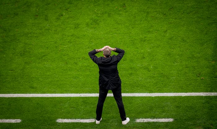 Leverkusen, Germany. 14th Mar 2026 Trainer Kasper Hjulmand (Leverkusen) Bayer Leverkusen - FC Bayern München 14.03.2026 *** Leverkusen, Germany 14th Mar 2026 Coach Kasper Hjulmand Leverkusen Bayer Leverkusen FC Bayern Munich 14 03 2026