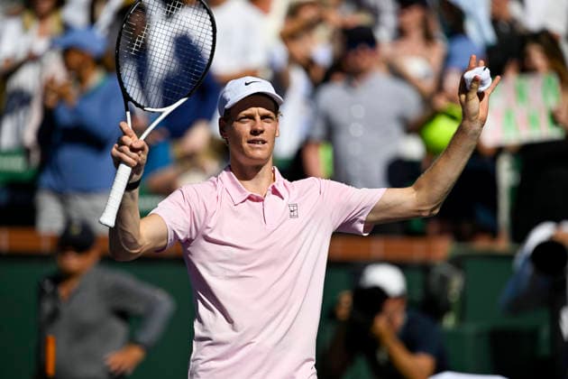 March 14, 2026 Jannik Sinner (ITA) celebrates defeating Alexander Zverev (GER) during their semifinal match at the BNP Paribas Open held at the Indian Wells Tennis Garden in Indian Wells, California. Mandatory Photo Credit : CSM Indian Wells United States of America - ZUMAc04_ 20260314_zma_c04_014 Copyright: xCharlesxBausx