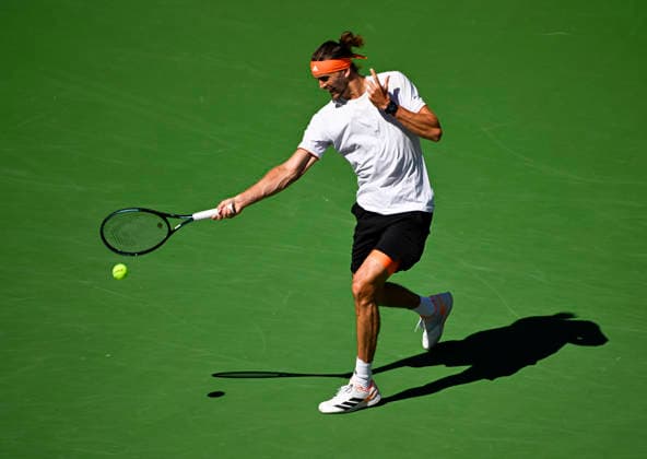 March 14, 2026 Alexander Zverev (GER) returns a shot against Jannik Sinner (ITA) during their semifinal match at the BNP Paribas Open held at the Indian Wells Tennis Garden in Indian Wells, California. Mandatory Photo Credit : CSM Indian Wells United States of America - ZUMAc04_ 20260314_zma_c04_021 Copyright: xCharlesxBausx
