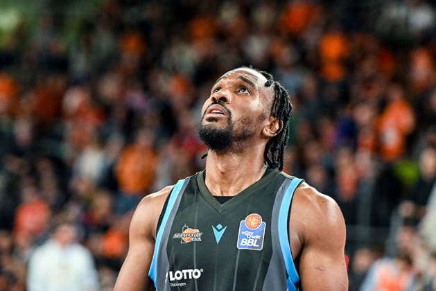 GER, BBL, ratiopharm Ulm vs Science City Jena 14 03 2026, ratiopharm arena, Neu Ulm, GER, BBL, ratiopharm Ulm vs Science City Jena, in the picture Keith Braxton Jr Jena, 13 nordphotoxGmbHx xHafner nph00200