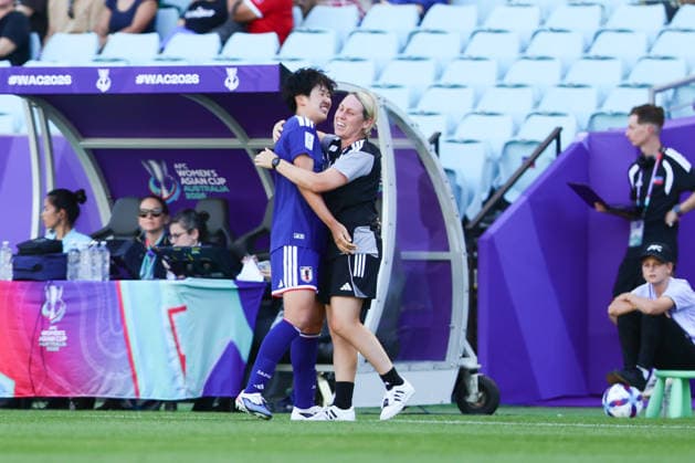Toko Koga of Japan celebrates scoring a goal during the AFC Womens Asian Cup 2026 Quarter Final match between Japan Women and Philippines Women at Stadium Australia, Sydney, Australia on 15 March 2026. Copyright: xPeterxDovganx 44660011