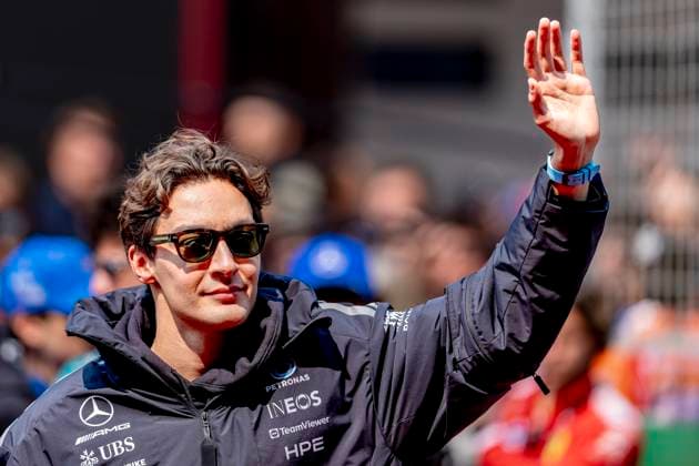 SHANGHAI Formula 1 driver George Russell of Mercedes AMG Petronas Formula One Team during the Formula 1 China Shanghai race at the Shanghai International Circuit on March 15, 2025 in Shanghai, China Photo by DeFodi Images