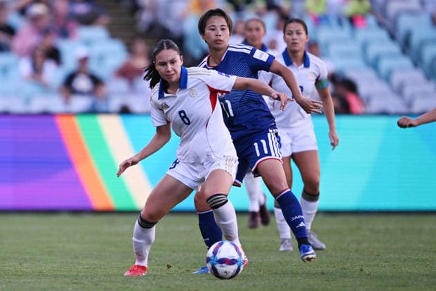 SOCCER ASIAN CUP JAPAN PHILIPPINES, Sara Eggesvik of the Philipines and Mina Tanaka of Japan during the AFC Women™s Asian Cup Quarter Final match between Japan and the Philipines at Accor Stadium in Sydney, Sunday, March 15, 2026. ( NO ARCHIVING, EDITORIAL USE ONLY SYDNEY NEW SOUTH WALES AUSTRALIA  Copyright: xDEANxLEWINSx 20260315170926758747