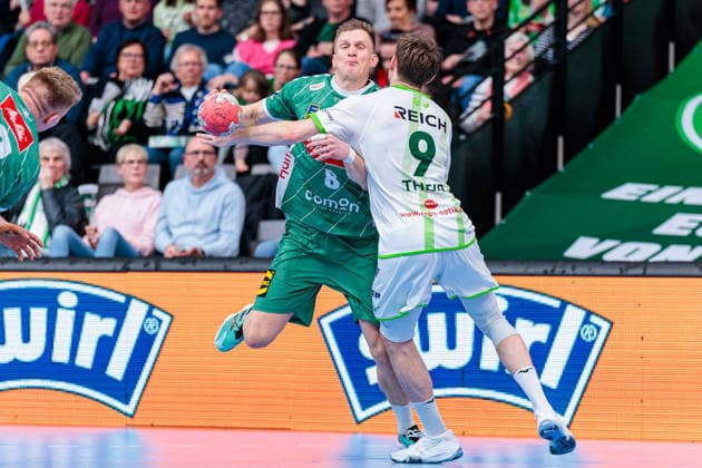 duel, v l Karolis Antanavicius GWD Minden, 08 , Niklas Theiss HSG Wetzlar, 09 GER, GWD Minden vs HSG Wetzlar, Handball, 1 Bundesliga, 25 Matchday, Season 2025 2026, 14 03 2026 GER, GWD Minden vs HSG Wetzlar, Handball, 1 Bundesliga, 25 Matchday, Season 2025 2026, 14 03 2026 Minden Copyright: xEibner-Pressefoto JanxRollingerx EP_JSK