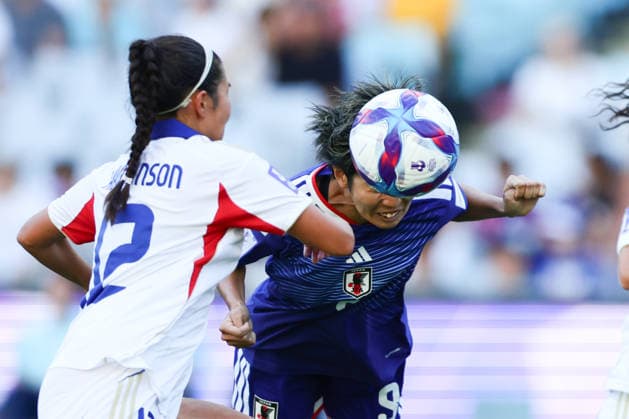 Rico Ueki of Japan heads the ball and scores a goal during the AFC Womens Asian Cup 2026 Quarter Final match between Japan Women and Philippines Women at Stadium Australia, Sydney, Australia on 15 March 2026. Copyright: xPeterxDovganx 44660040