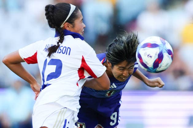 Rico Ueki of Japan heads the ball and scores a goal during the AFC Womens Asian Cup 2026 Quarter Final match between Japan Women and Philippines Women at Stadium Australia, Sydney, Australia on 15 March 2026. Copyright: xPeterxDovganx 44660042