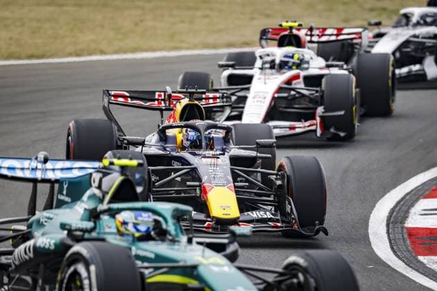 SHANGHAI - Fernando Alonso (Aston Martin Aramco Formula One Team), Max Verstappen (Oracle Red Bull Racing) and Oliver Bearman (TGR Haas F1 Team) in action during the race at the Shanghai International Circuit ahead of the Chinese Grand Prix. SANDER KONING ANP xVIxANPxSportx xxANPxIVx 553377726 originalFilename: 553377726.jpg
