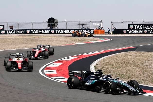 SHANGHAI, CHINA - MARCH 14: George Russell of Mercedes-AMG Petronas Formula One Team competes in the Sprint Race during the 2026 Formula 1 Chinese Grand Prix at the Shanghai International Circuit on March 14, 2026 in Shanghai, China. The 2026 Formula 1 Chinese Grand Prix takes place at the Shanghai International Circuit from March 13 to 15.  Copyright: xChinaxNewsxServicex 111628180969