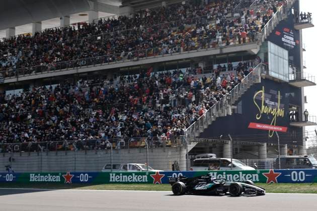 SHANGHAI, CHINA - MARCH 14: George Russell of Mercedes-AMG Petronas Formula One Team competes in the Sprint Race during the 2026 Formula 1 Chinese Grand Prix at the Shanghai International Circuit on March 14, 2026 in Shanghai, China. The 2026 Formula 1 Chinese Grand Prix takes place at the Shanghai International Circuit from March 13 to 15.  Copyright: xChinaxNewsxServicex 111628161462